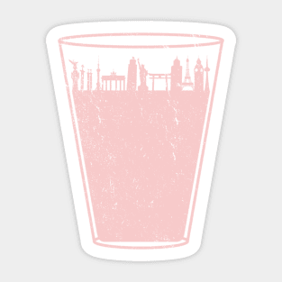 Millennial Pink Drink Around the World Country Skyline Vintage Sticker